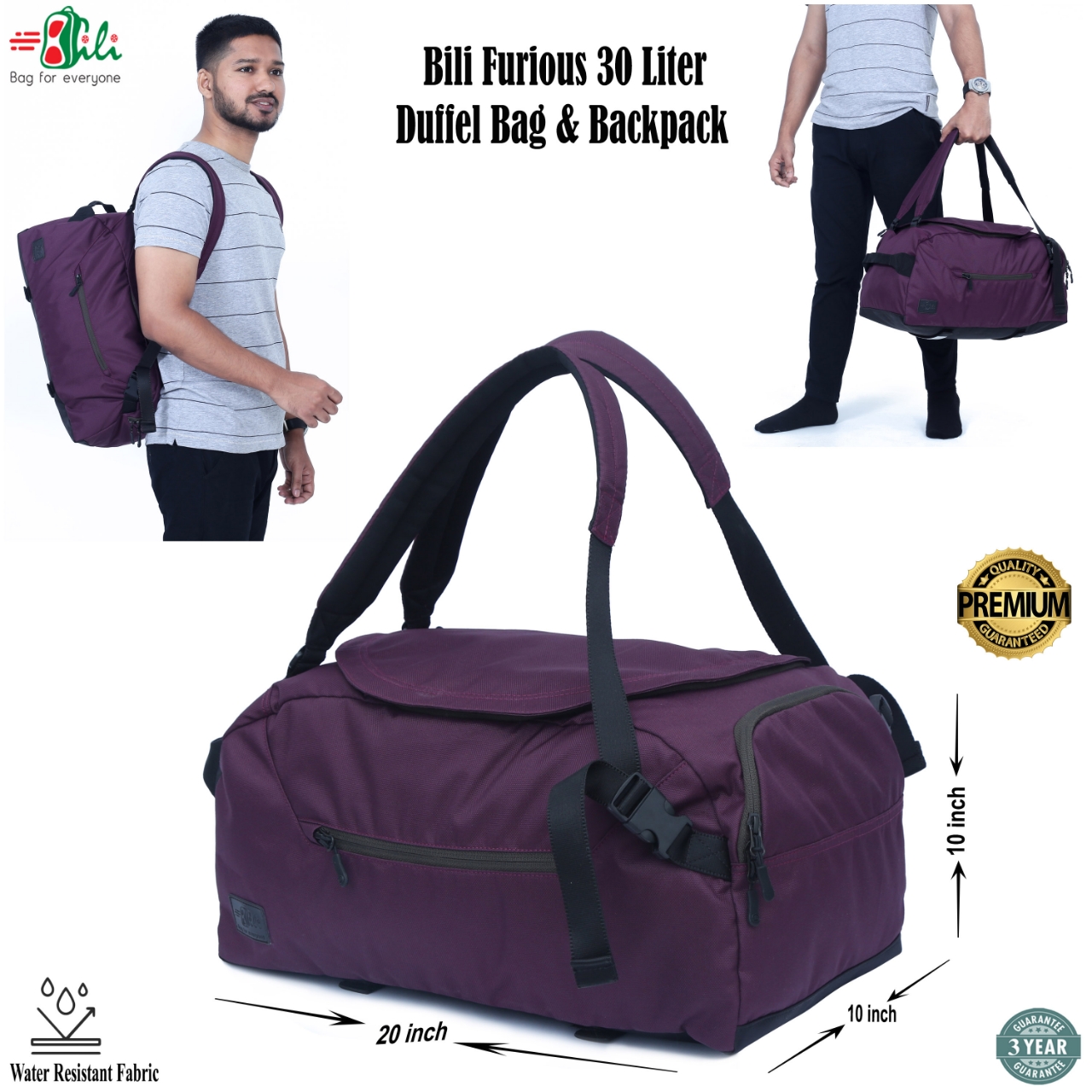 Picture of Bili Online Furious 30 Liter Duffel Bag & Backpack