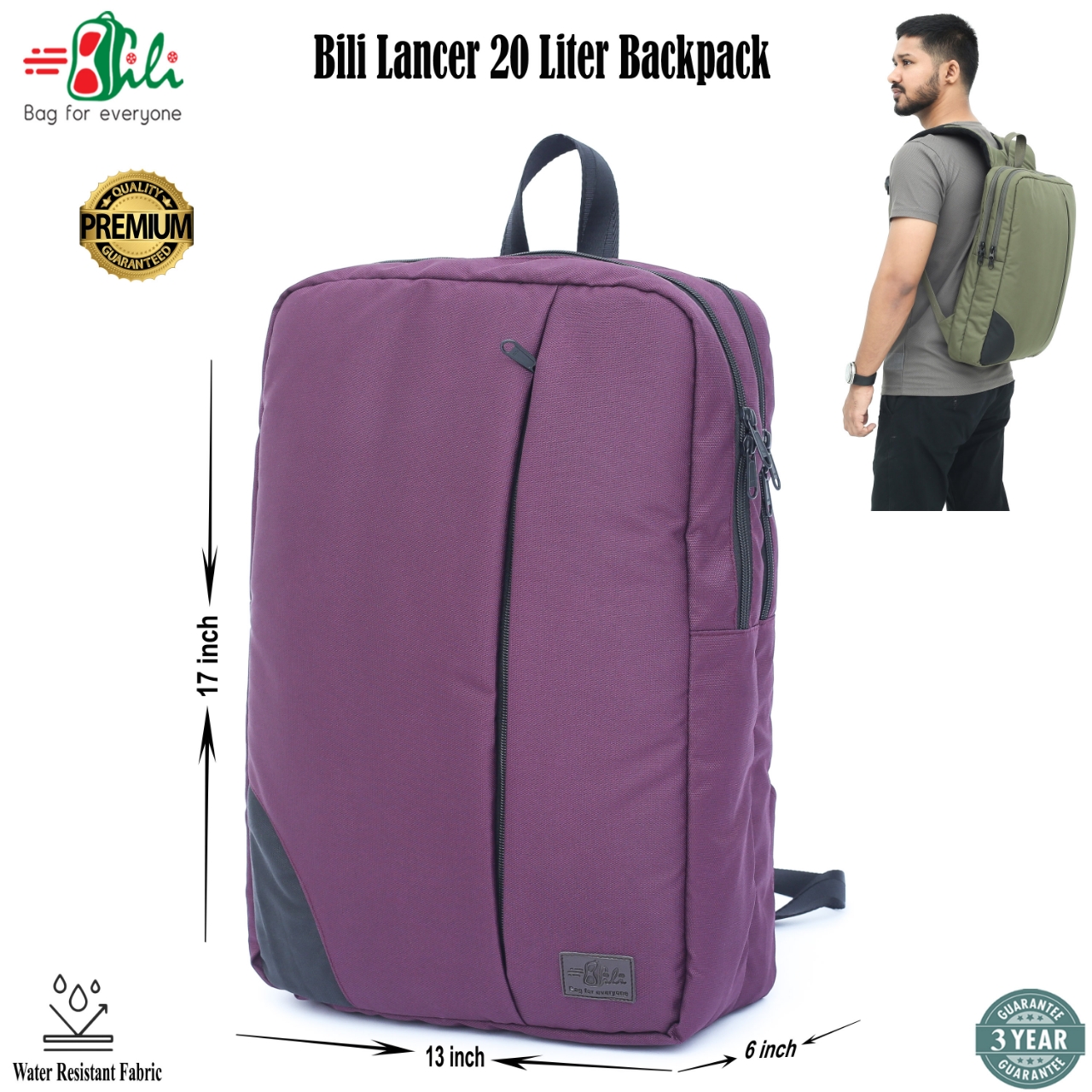 Picture of Bili Lancer 20 Liter Backpack & Laptop Bag