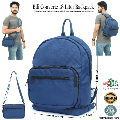 Picture of Bili Online Unique Backpack 18 Liter ( Backpack & Side Shoulder Bag)-Waterproof Backpack-School Bag-College Bag-Office Bag-Backpack-Laptop Bag-Biker Backpack-Premium Backpack