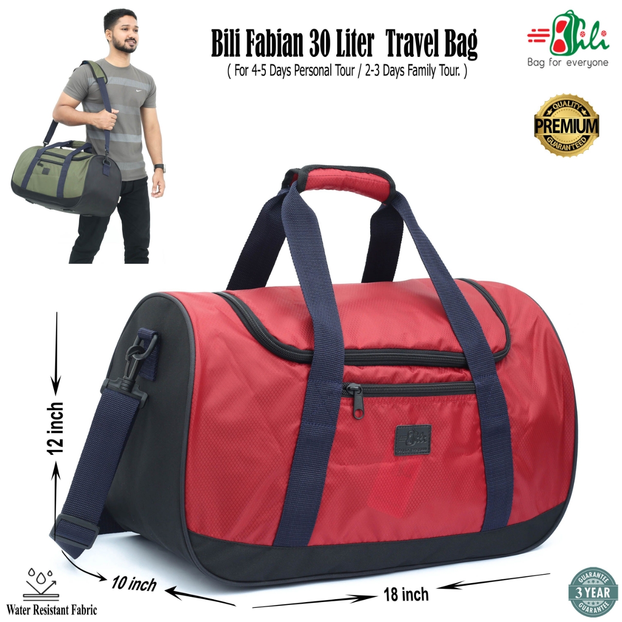 Picture of Fabian Waterproof Premium Travel Bag for 3-4 Days Family Tour ( Chili Red)