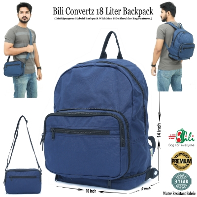 Picture of Bili Online Unique Backpack 18 Liter ( Backpack & Side Shoulder Bag)-Waterproof Backpack-School Bag-College Bag-Office Bag-Backpack-Laptop Bag-Biker Backpack-Premium Backpack