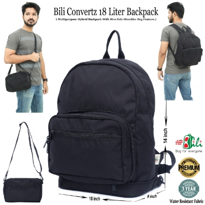 Picture of Bili Online Unique Backpack 18 Liter ( Backpack & Side Shoulder Bag)-Waterproof Backpack-School Bag-College Bag-Office Bag-Backpack-Laptop Bag-Biker Backpack-Premium Backpack