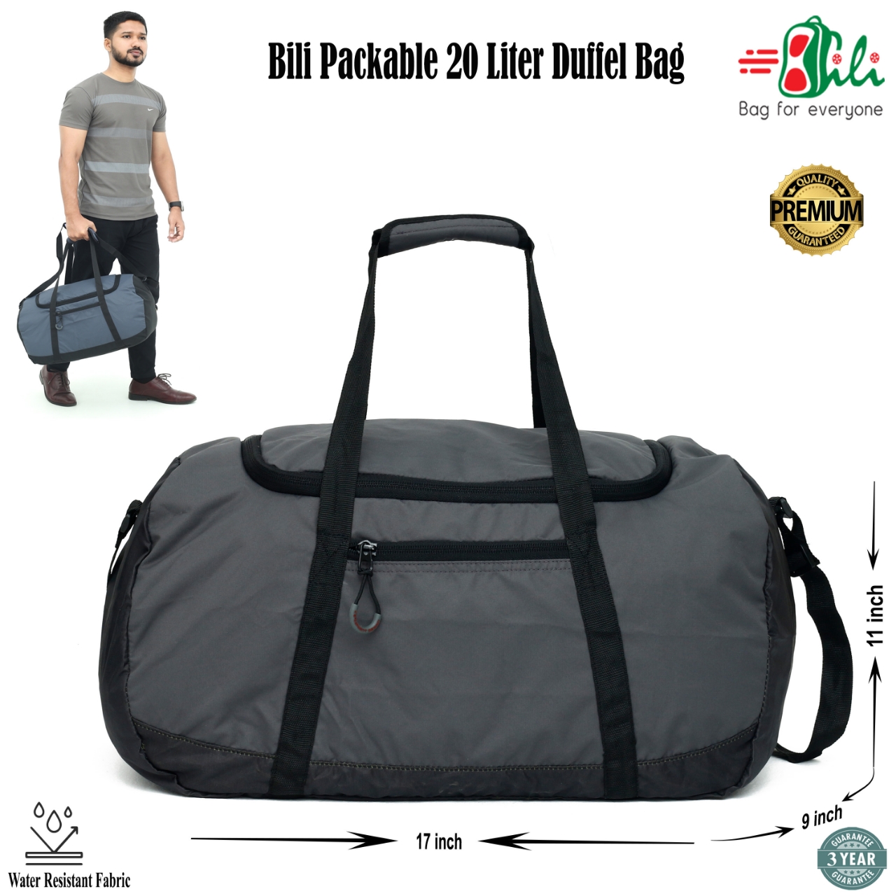 Picture of Bili Online Packable 20 Liter Duffel Bag (3-4 Days Tour)-Light Weight Travel Bag-Foldable Travel Bag-Tourist Travel Bag-Travel Bag
