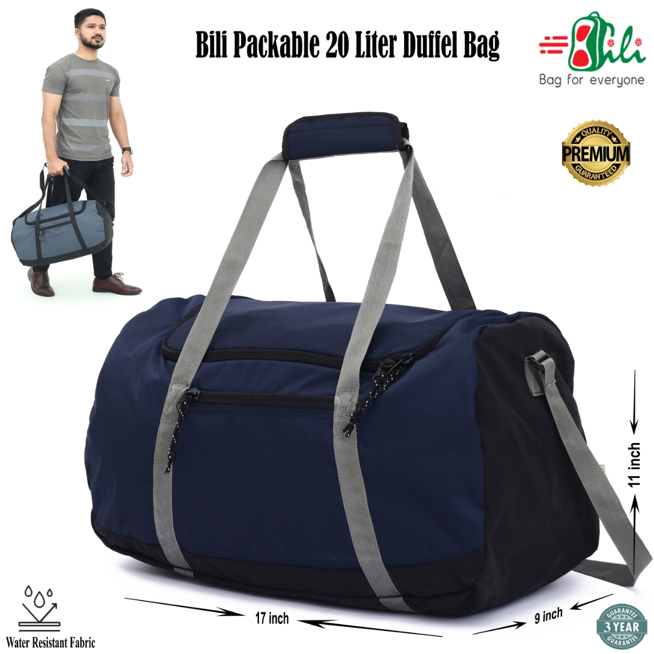 Picture of Bili Online Packable 20 Liter Duffel Bag (3-4 Days Tour)-Light Weight Travel Bag-Foldable Travel Bag-Tourist Travel Bag-Travel Bag