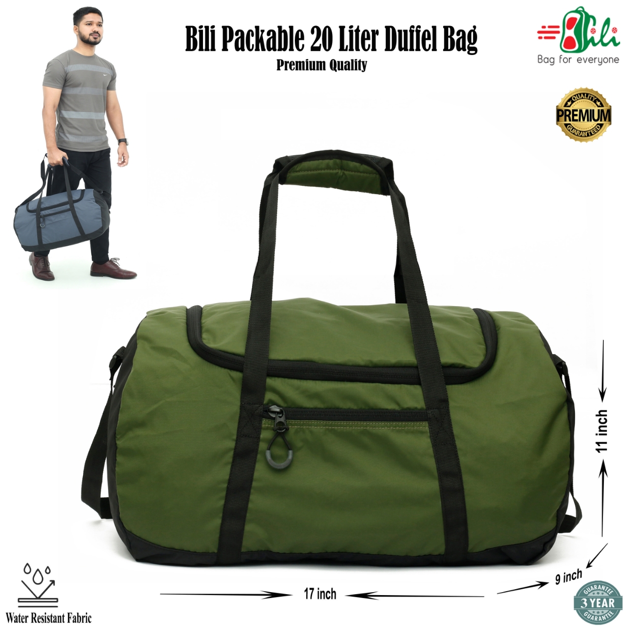 Picture of Bili Online Packable 20 Liter Duffel Bag (3-4 Days Tour)-Light Weight Travel Bag-Foldable Travel Bag-Tourist Travel Bag-Travel Bag