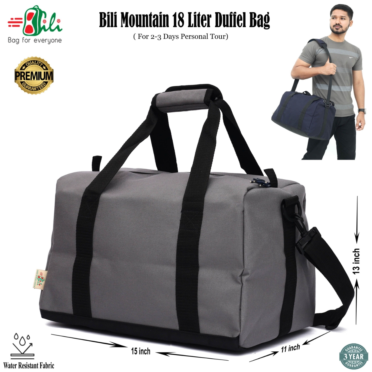 Picture of Bili Online Mountain 18 Liter Duffel Bag-Travel Bag-Personal Tour Bag-Medium Travel Bag-Waterproof Bag-Premium Travel Bag-Gym Bag-Tourist Bag - Travel Bag For Men