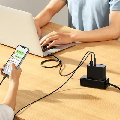 Buy Baseus GaN5 Pro Fast Charger C+U 100W EU Black (With Mini White Cable Type-C to Type-C 100W(20V/5A) 1m Black) CCGP090201 at Best Price in Bangladesh