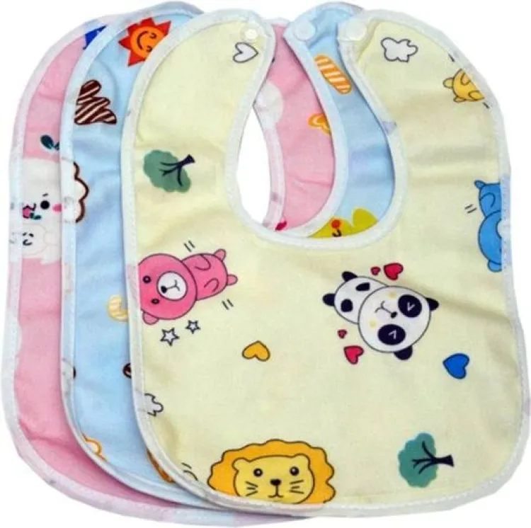 Buy 3 Pcs Combo Fashionable Cotton Bibs For Baby (Pink,Blue,Yellow) at Best Price In Bangladesh