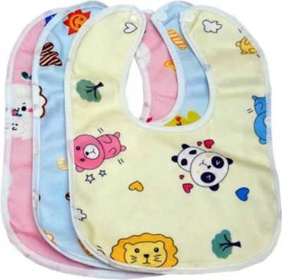 Buy 3 Pcs Combo Fashionable Cotton Bibs For Baby (Pink,Blue,Yellow) at Best Price In Bangladesh
