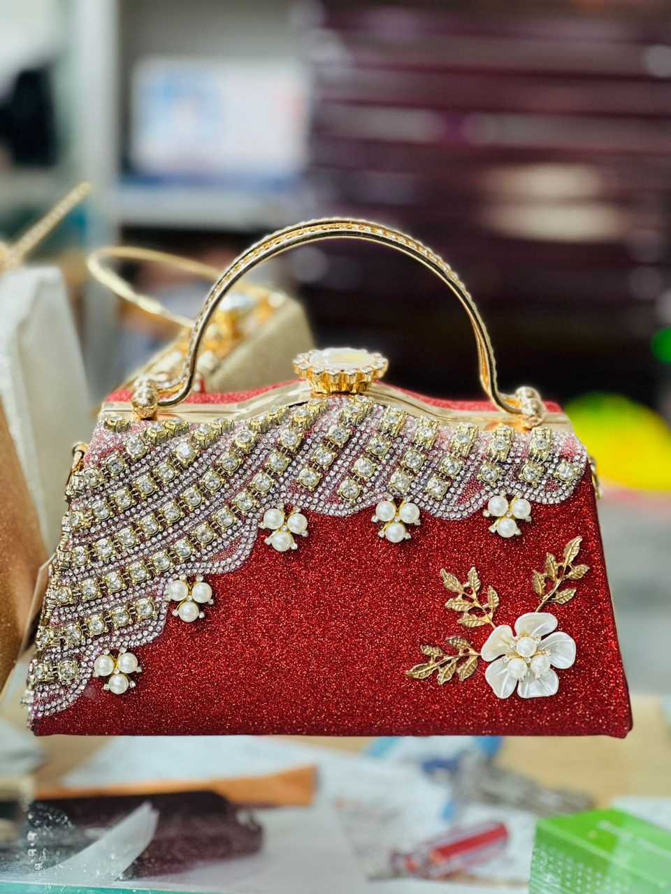 Picture of Stone Work Based Hand Purse For Bridal,Girls and Women