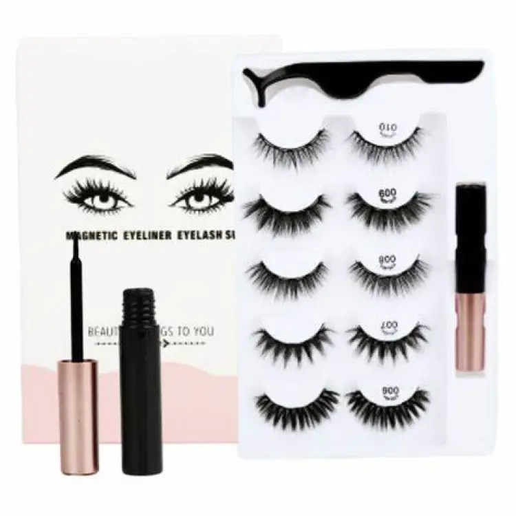 Buy Magnetic Eyeliner Eyelash Suit 5 Pair False Eyelash at Best Price In Bangladesh