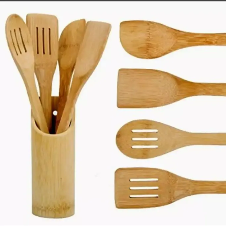Picture of Bamboo & Wood Kitchen Cooking Spoon (5 Piece Set)