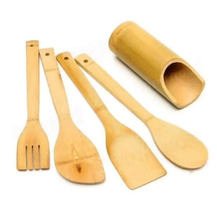 Picture of Bamboo & Wood Kitchen Cooking Spoon (5 Piece Set)