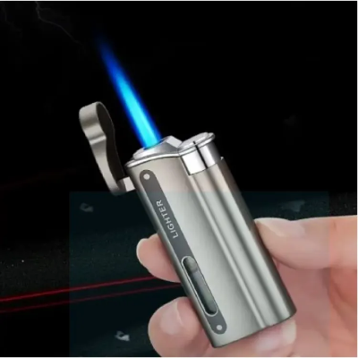 Picture of New 1300c Jet Torch Lighter Turbo Metal Visible Gas Window Windproof Inflatable Cigarette Cigar Lighter Gadgets For Men