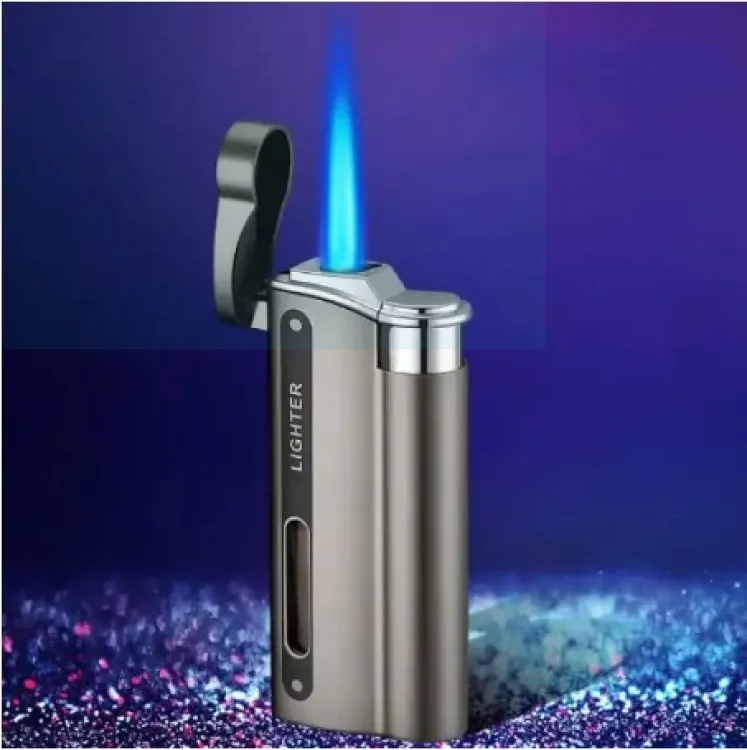 Picture of New 1300c Jet Torch Lighter Turbo Metal Visible Gas Window Windproof Inflatable Cigarette Cigar Lighter Gadgets For Men