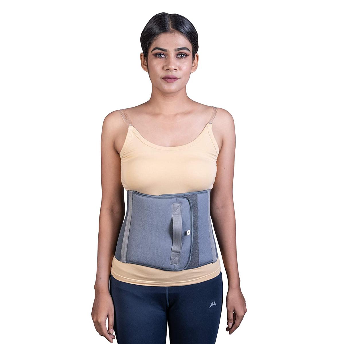 Picture of Abdominal Belt after delivery Tummy Reduction Trimmer Belly Slimming Binder for Women & Men Abdomen Compression Support Grey Hook and Loop closure
