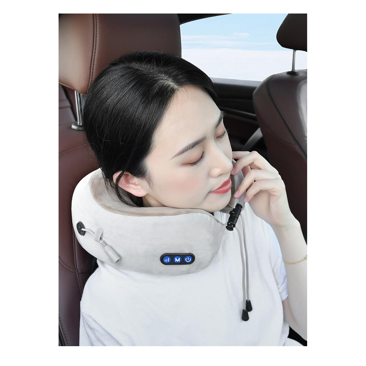Picture of U-shaped Vibration Electric Rechargeable Massage pillow Electric Travel Massage Pillow U-Shaped Memory Foam Neck Massage