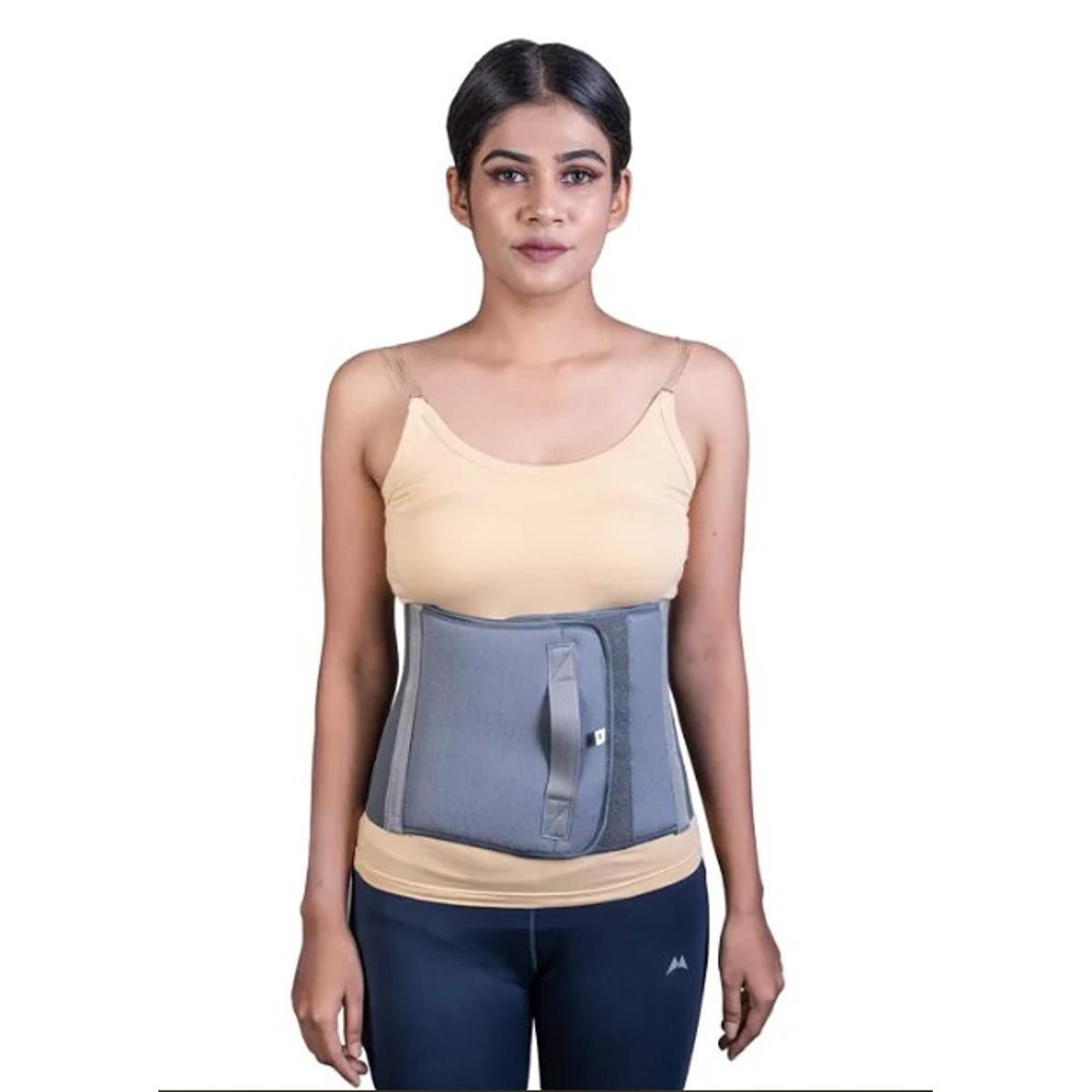 Picture of Abdominal Belt after delivery Tummy Reduction Trimmer Belly Slimming Binder for Women & Men Abdomen Compression Support Grey Hook and Loop closure