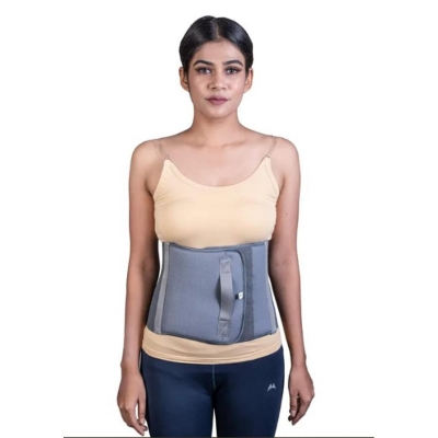 Picture of Abdominal Belt after delivery Tummy Reduction Trimmer Belly Slimming Binder for Women & Men Abdomen Compression Support Grey Hook and Loop closure
