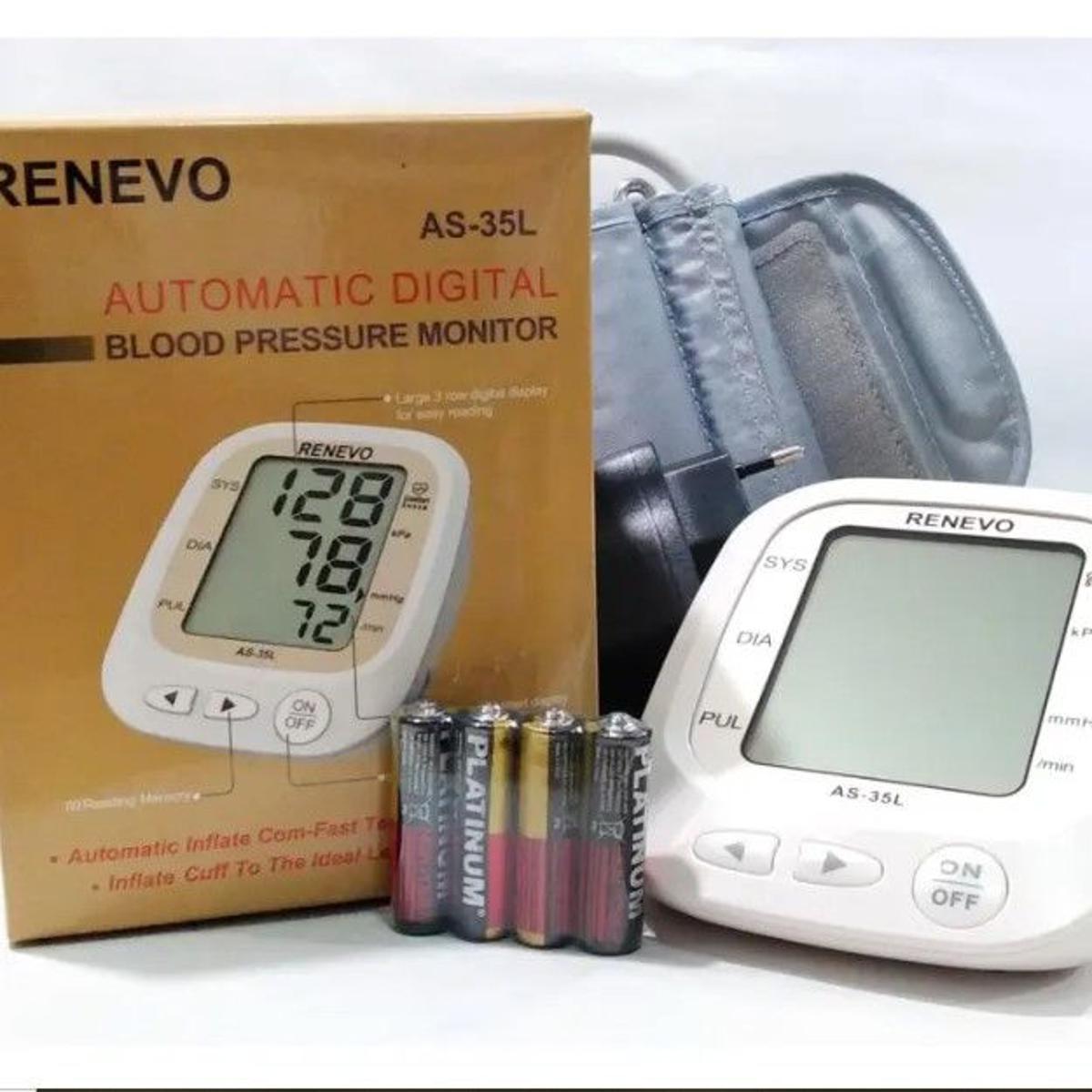 Picture of Renevo Fully Automatic Upper arm Digital Blood Pressure Monitor Apparatus and Testing Machine, Separate Cuff, LCD Display with USB Port with 3 year Warranty