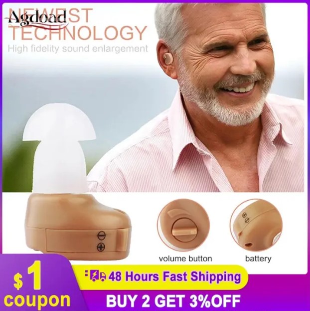 Picture of Portable Mini Hearing Aid Sound Amplifier For Deaf Elderly Battery Invisible Small Ear Hearing Aids Ear Care Tool