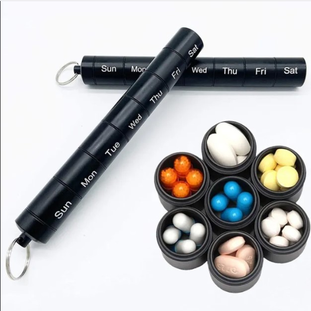 Picture of 7 Grids Pill Box 7 Days Weekly Pill Case Medicine Tablet Dispenser Organizer Splitters Storage Organizer Container Waterproof