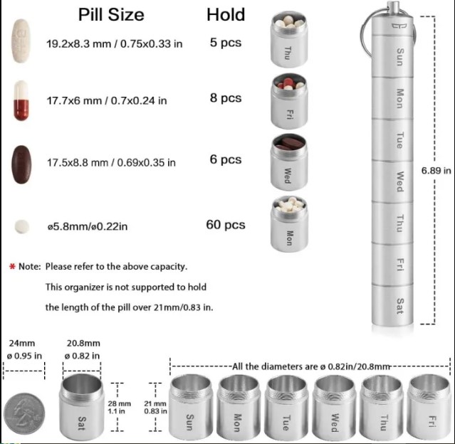 Picture of 7 Grids Pill Box 7 Days Weekly Pill Case Medicine Tablet Dispenser Organizer Splitters Storage Organizer Container Waterproof