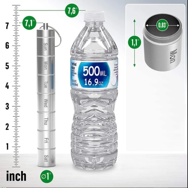 Picture of 7 Grids Pill Box 7 Days Weekly Pill Case Medicine Tablet Dispenser Organizer Splitters Storage Organizer Container Waterproof