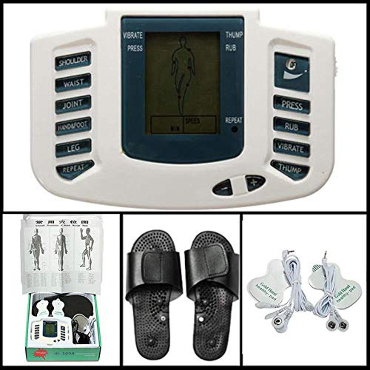 Picture of Multifunction Electrical Stimulator Full Body Relax Muscle Massager Pulse Tens Acupuncture Therapy with Slipper messager ( 2 Pear Electrode pads