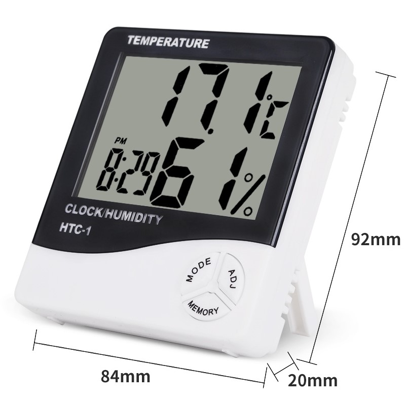 Picture of Htc-2 Digital Indoor/Outdoor Thermo-Hygrometer Temperature Humidity Meter With Time/Clock Home & Industrial Room Temperature - Thermometer