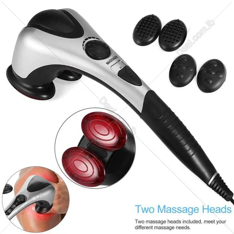 Picture of Handheld Back Massager Double Head Electric Full Body Massager Infrared Massage Hammer for Muscles Head Neck Shoulder Back Leg Foot