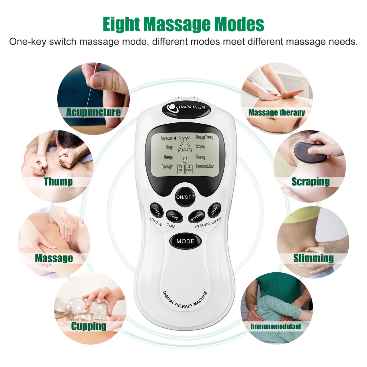 Picture of Digital Therapy Machine 4 Pad Lightin 2 Port 2Port 4 Pad Cable Health Herald Body Massager & Slimming Machine - NF Surgical