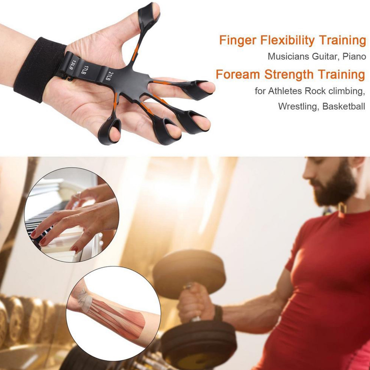 Picture of 1 Piece Finger Gripper Guitar Finger Exerciser Hand Strengthener Hand Trainer Rehabilitation Training Equipment Black - NF Surgical