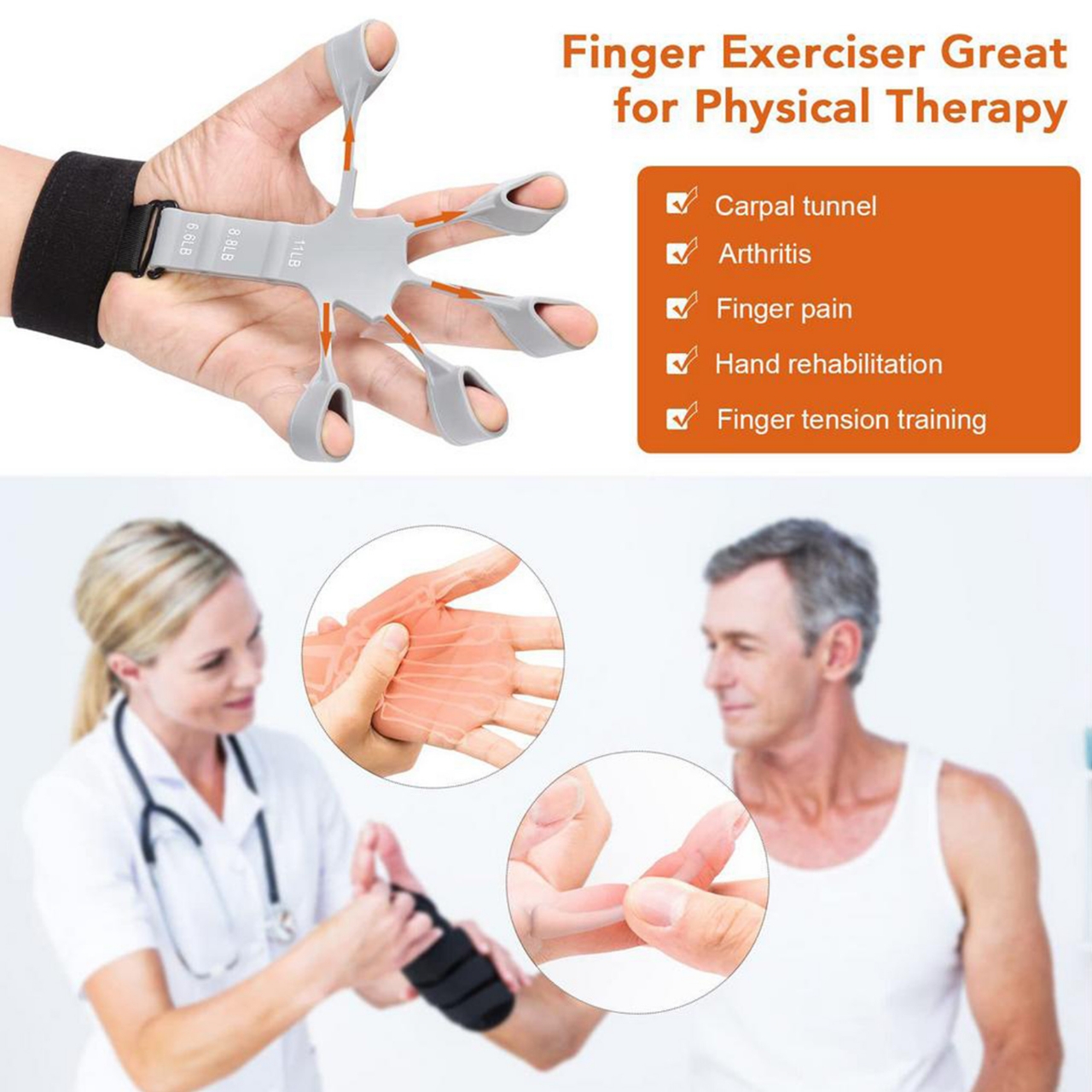 Picture of 1 Piece Finger Gripper Guitar Finger Exerciser Hand Strengthener Hand Trainer Rehabilitation Training Equipment Black - NF Surgical