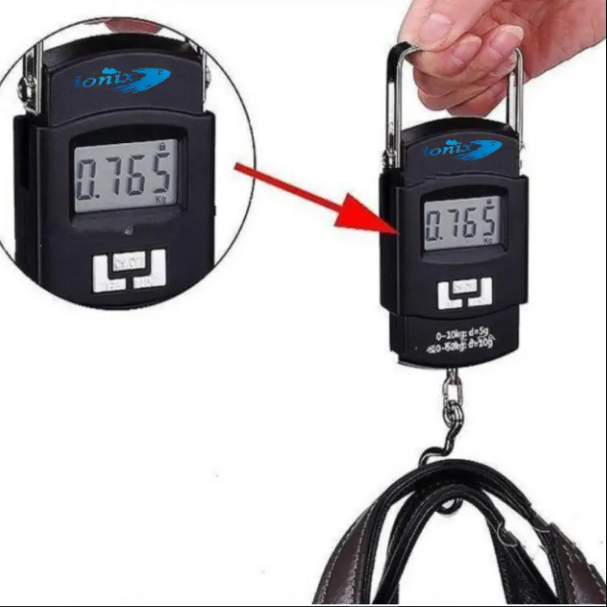 Picture of ওজন মেশিন ছিটকাটি লাগেজ ব্যাগ ওজন স্কেল ধুলাবালি ডিজিটাল ওজন মেশিন শুঁটপোকা ওজন মাপকাঠি পোর্টেবল ফিশিং হুক টাইপ ডিজিটাল led স্ক্রিন ওজন মাপার স্কেল 50 kg (কালো) - weight machine