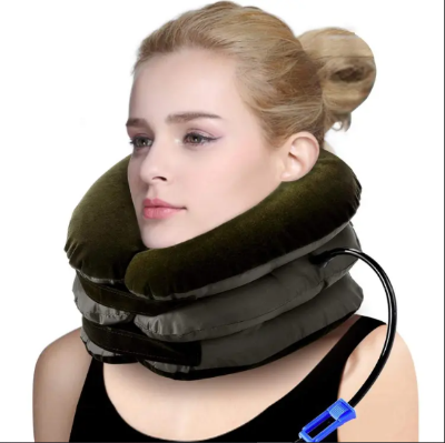 Picture of Neckline Pillow Pneumatic Air Bag 3 Tier Inflatable for Cervical Spine Neck Rest Support Massagers Pillow Neck Pillow for Back Pain, Sleeping Travel, Car seat