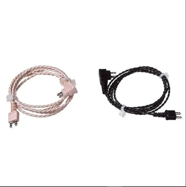 Picture of 2pin Universal Black/Beige Adapter Cable Hearing Aid Receiver For Pocket Wire Standard Power Cord