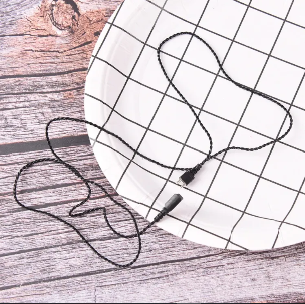 Picture of 2pin Universal Black/Beige Adapter Cable Hearing Aid Receiver For Pocket Wire Standard Power Cord