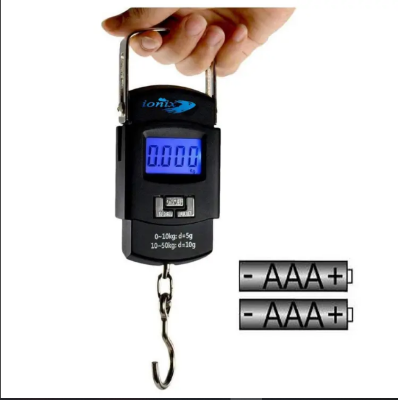 Picture of ওজন মেশিন ছিটকাটি লাগেজ ব্যাগ ওজন স্কেল ধুলাবালি ডিজিটাল ওজন মেশিন শুঁটপোকা ওজন মাপকাঠি পোর্টেবল ফিশিং হুক টাইপ ডিজিটাল led স্ক্রিন ওজন মাপার স্কেল 50 kg (কালো) - weight machine