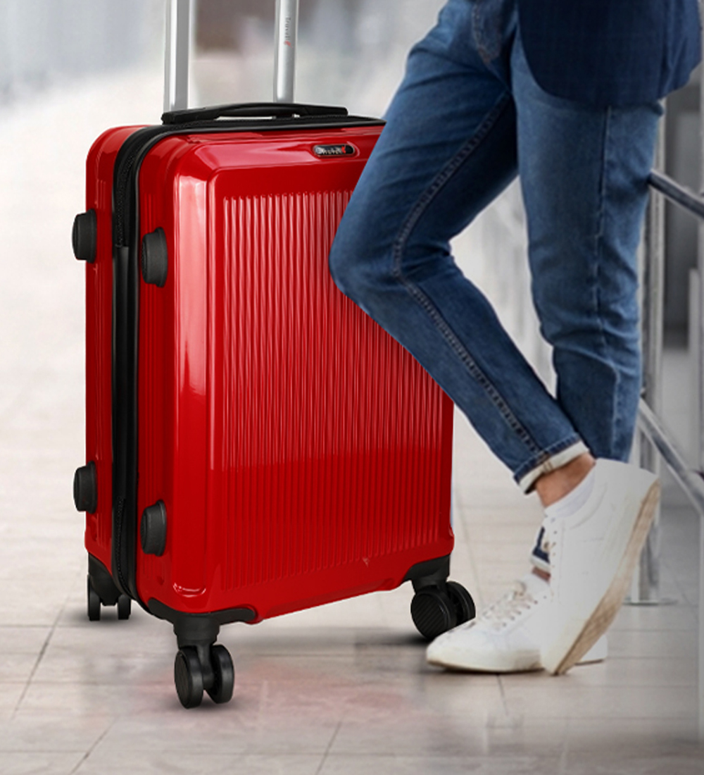 Picture of Travello 28 Inch Royal Zipper Unbreakable Body More Capacity Water Resistant Aluminum Luggage- Trolley Dark Red