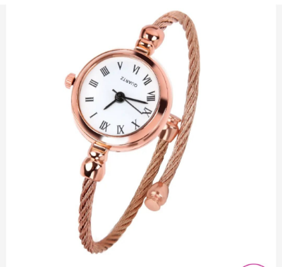 Picture of Rose gold white plate Vintage Quartz Watch -Alloy Straps Band Analog Bracelet Wrist Watches -Women Quartz Fashion Watches -Gift Exquisite Wrist Clock