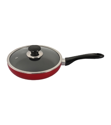 Picture of Topper Nonstick Glamour Fry Pan With Lid (Red) 28 cm Induction Bottom