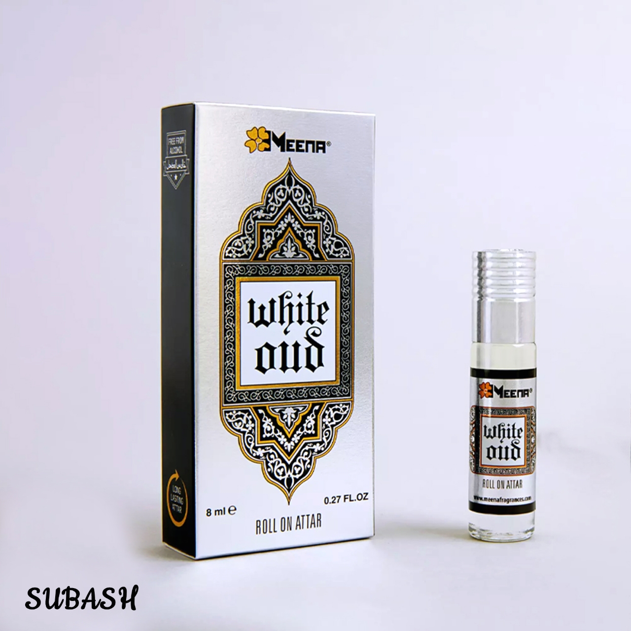 Picture of MEENA FRAGRANCE WHITE OUDH -INTENSE WOODY FLORAL AGARWOOD 8ML ROLL ON ATTAR (INDIA)