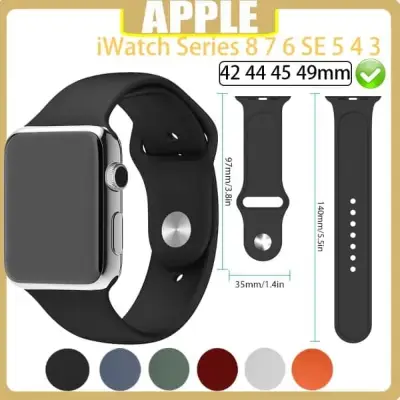 Picture of Lereach For 42 44 45 49mm Apple Watch Strap Solid Monochrome Annular Sports Silicone Strap