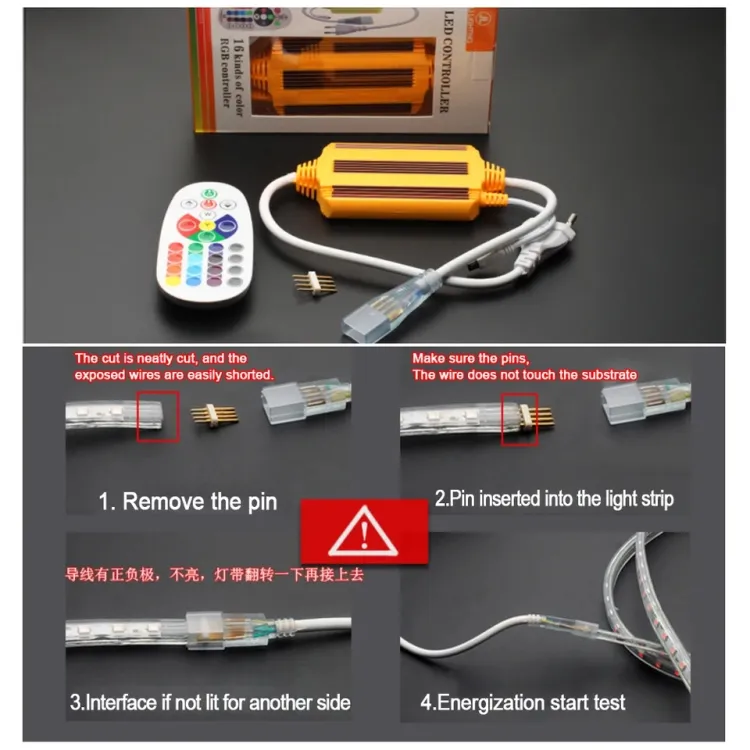 Picture of 5050 w waterproof led rgb controller with 24 key ir remote for 1500 2835 rgb led tape or neon light eu plug