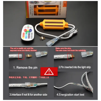 Picture of 5050 w waterproof led rgb controller with 24 key ir remote for 1500 2835 rgb led tape or neon light eu plug