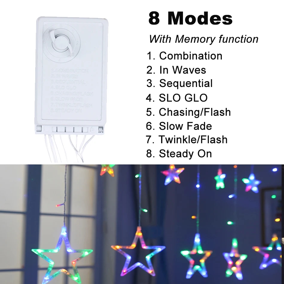 Picture of Led String Lights, 6 Point Star Shape, Fairy Decoration, Indoor Lighting, Birthday Party, Decorative Lamp