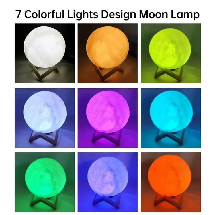 Picture of 3d printed galaxy lamp and moon lamp for room lighting