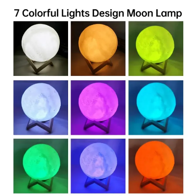 Picture of 3d printed galaxy lamp and moon lamp for room lighting