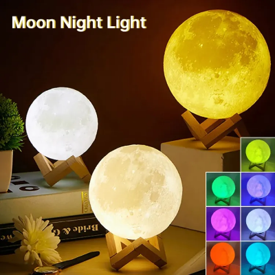 Picture of 3d printed galaxy lamp and moon lamp for room lighting